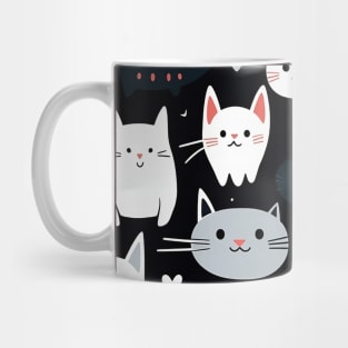 Adorable Cartoon Cats & Hearts Tile Mug